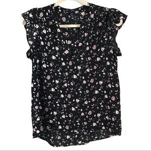 Forever 21 Floral Top Ruffle Sleeves Size Medium
